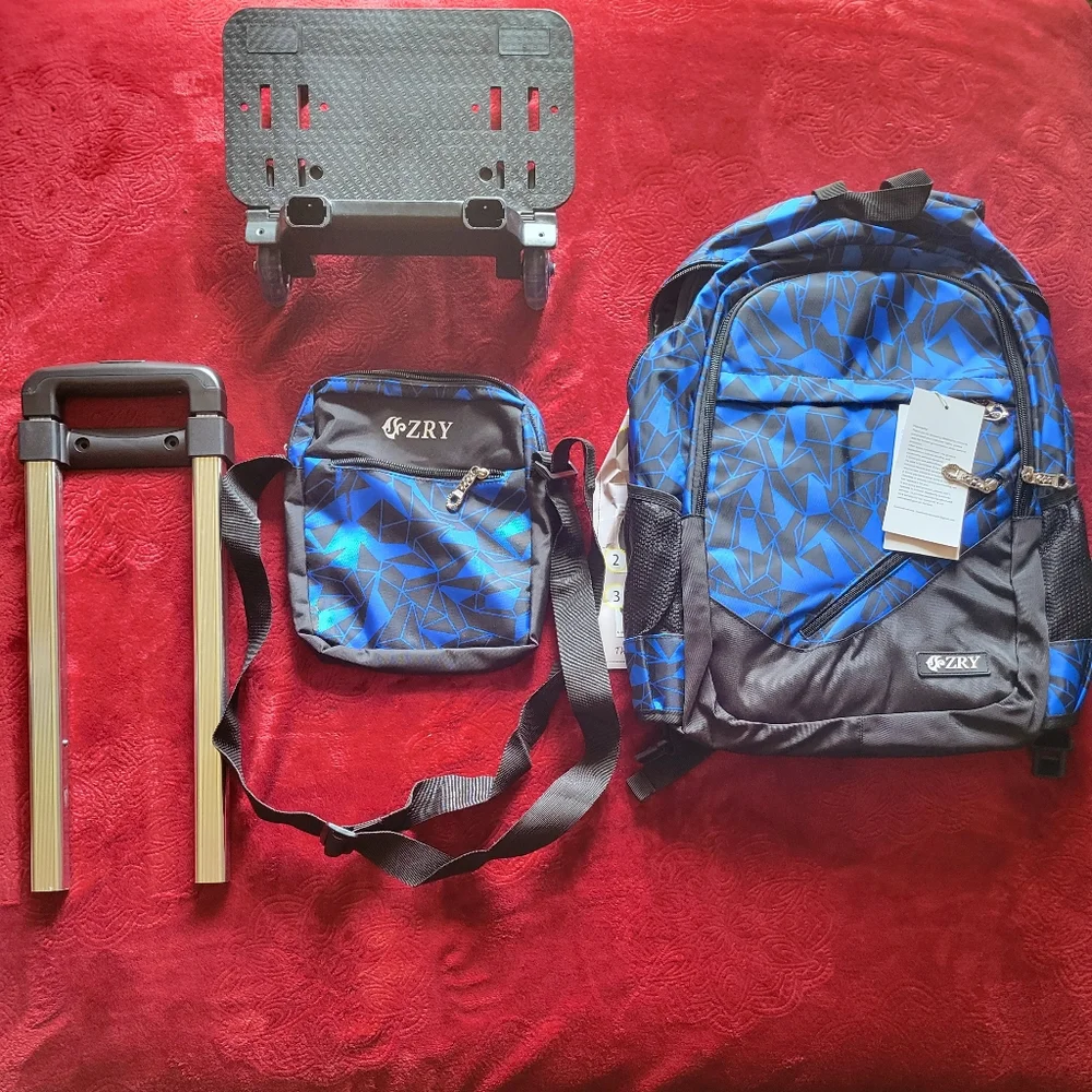 MEETBELIFY Rolling Backpack Luggage 6 Wheels Blue Unisex